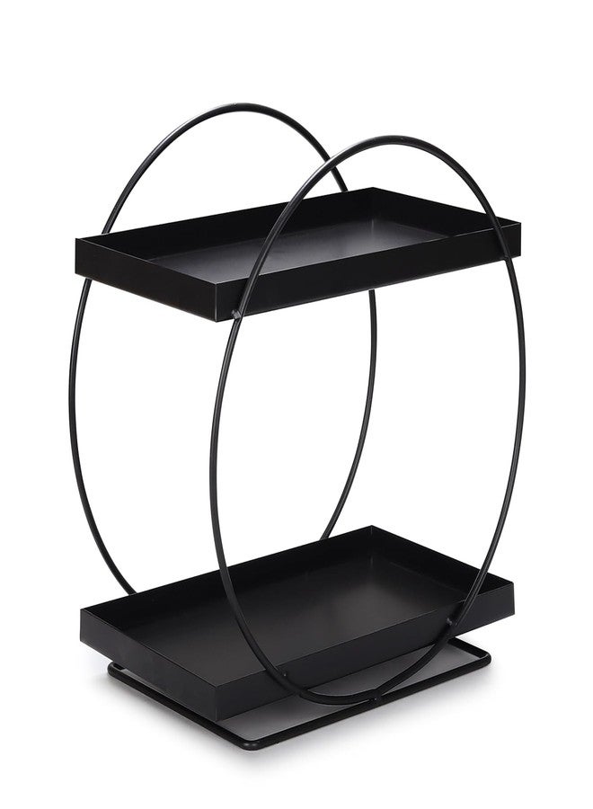 Cri8Hub Round 2-Tier Kit-chen Storage Rack, Metal Spice Organizer Shelf, Kit-chen Pantry Storage Organizer | MultiPurpose Storage Organizer | Kit.chen Racks | Kit-chen Organizer, Black - Image 4